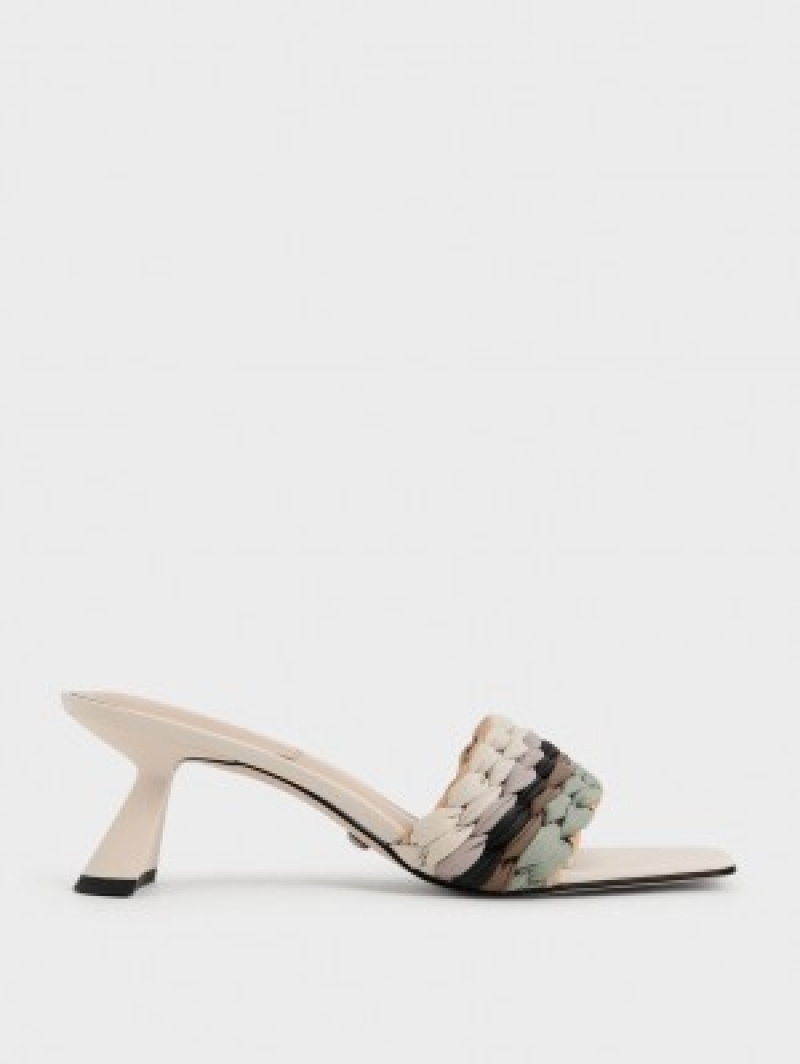 Charles And Keith Pleated Sculptural Heels Sandals Multicolor | PHILIPPINES Z782