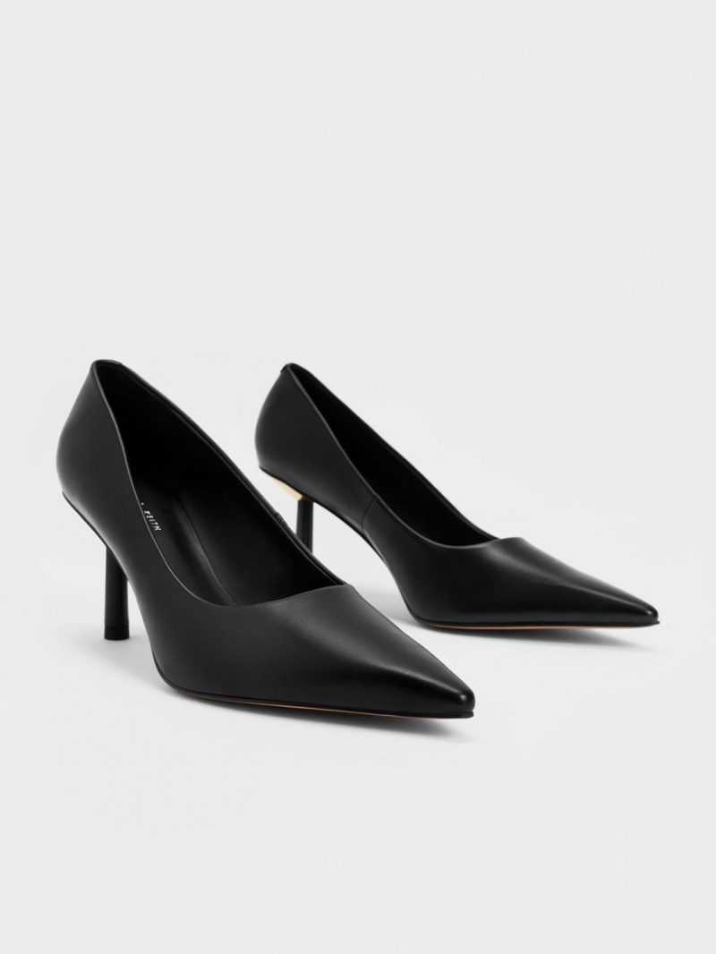 Charles And Keith Pointed-Toe Cylindrical Heel Pumps Black | PHILIPPINES K621