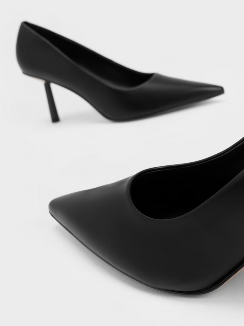 Charles And Keith Pointed-Toe Cylindrical Heel Pumps Black | PHILIPPINES K621