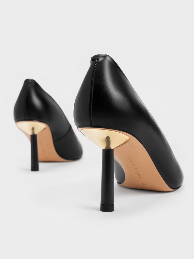 Charles And Keith Pointed-Toe Cylindrical Heel Pumps Black | PHILIPPINES K621