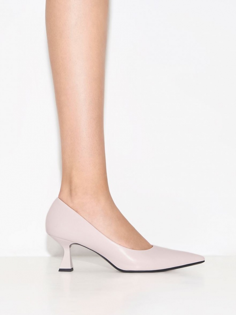 Charles And Keith Pointed-Toe Flare Heel Pumps Pink | PHILIPPINES X485