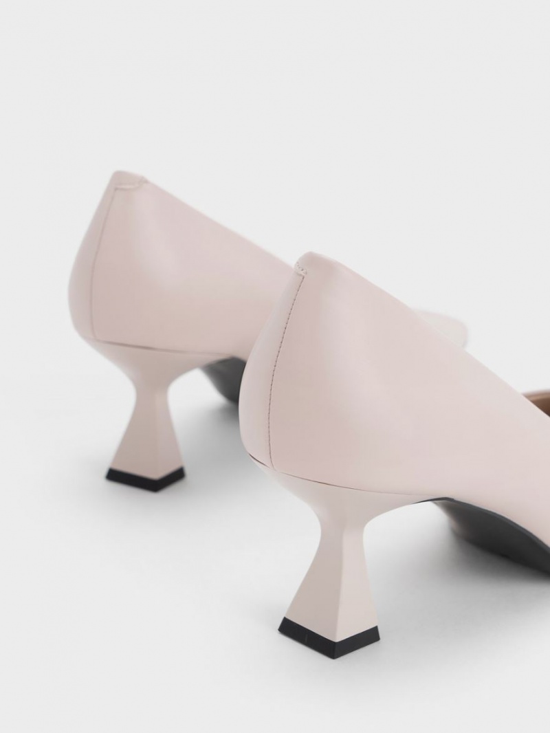 Charles And Keith Pointed-Toe Flare Heel Pumps Pink | PHILIPPINES X485