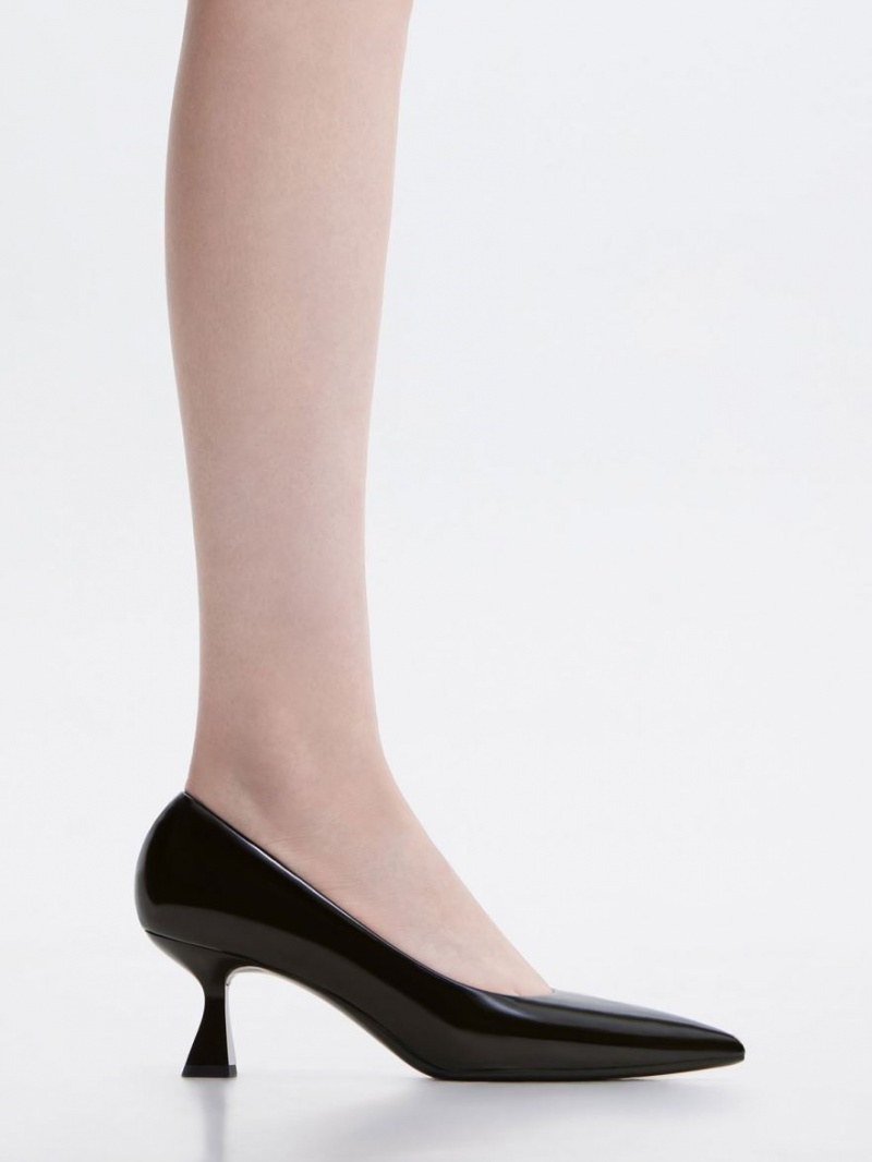 Charles And Keith Pointed-Toe Flare Heel Pumps Black | PHILIPPINES I035