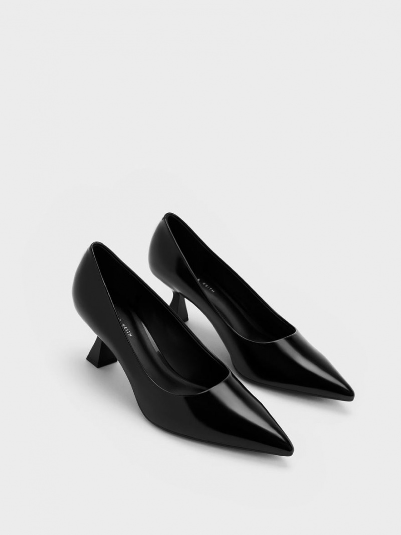 Charles And Keith Pointed-Toe Flare Heel Pumps Black | PHILIPPINES I035