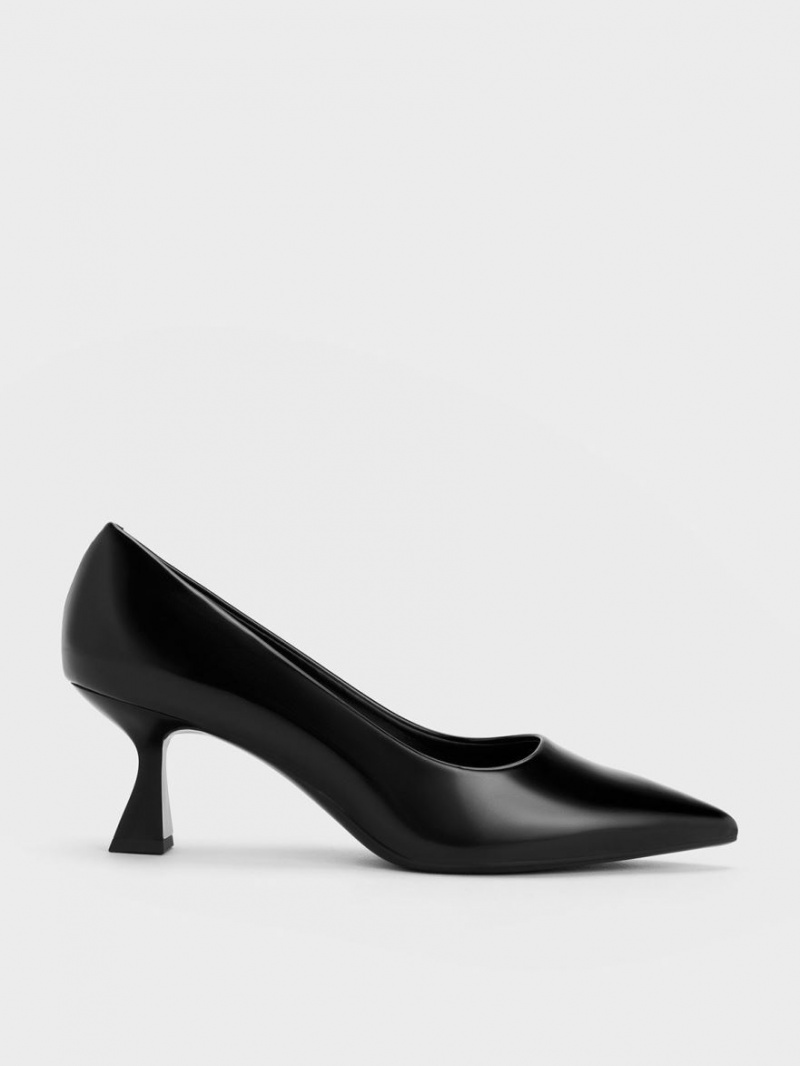 Charles And Keith Pointed-Toe Flare Heel Pumps Black | PHILIPPINES I035