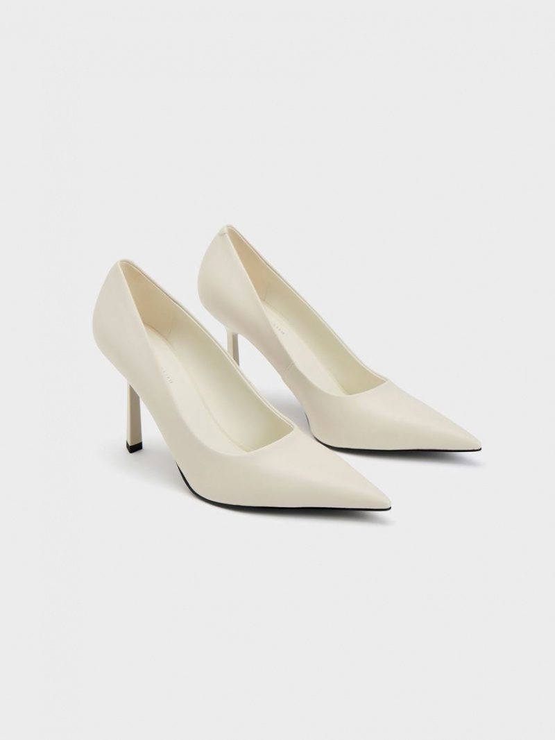 Charles And Keith Pointed-Toe Pumps Cream | PHILIPPINES W467