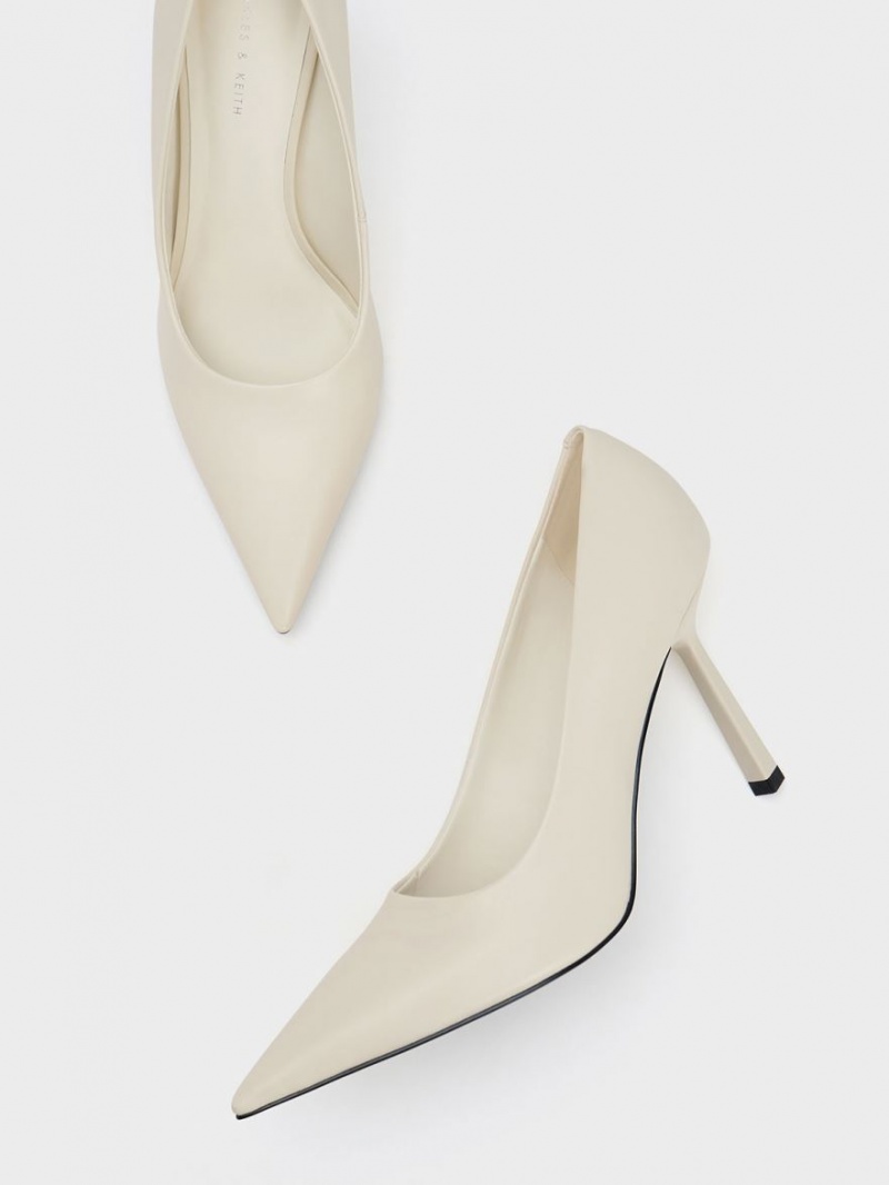 Charles And Keith Pointed-Toe Pumps Cream | PHILIPPINES W467