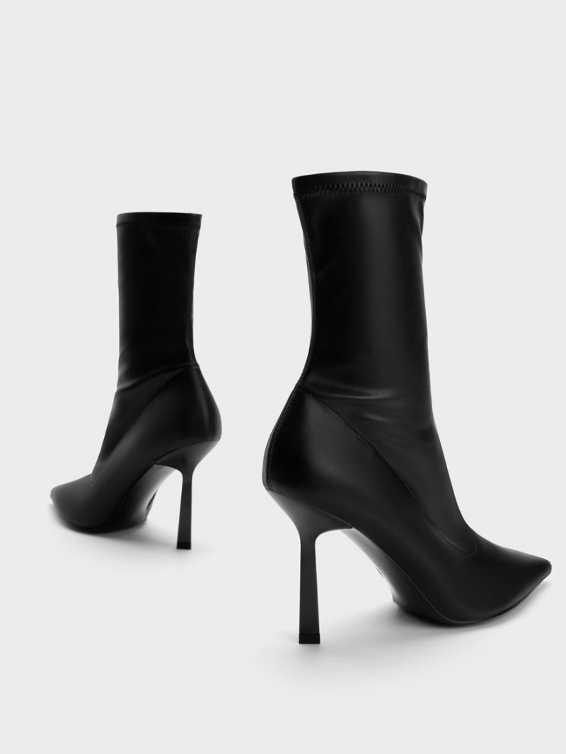 Charles And Keith Pointed-Toe Stiletto Heel Ankle Boots Black | PHILIPPINES Q248