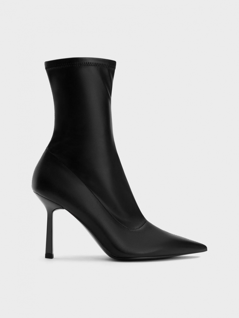 Charles And Keith Pointed-Toe Stiletto Heel Ankle Boots Black | PHILIPPINES Q248