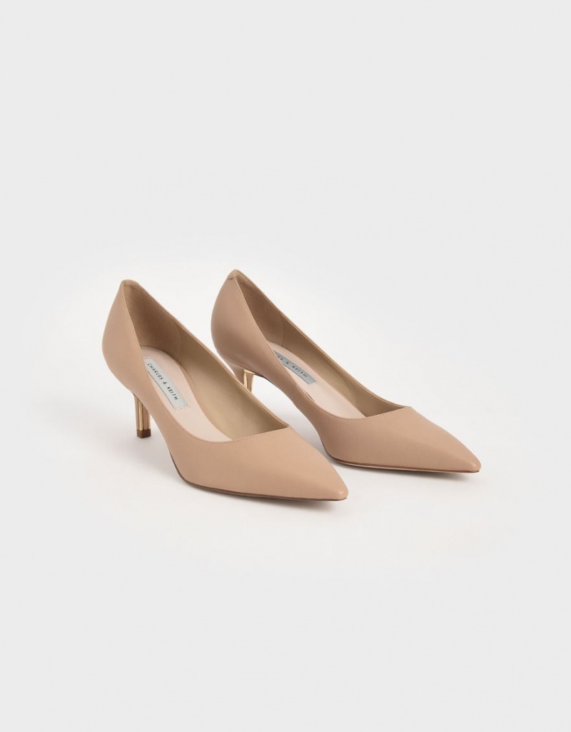 Charles And Keith Pointed Toe Pumps Brown | PHILIPPINES U304