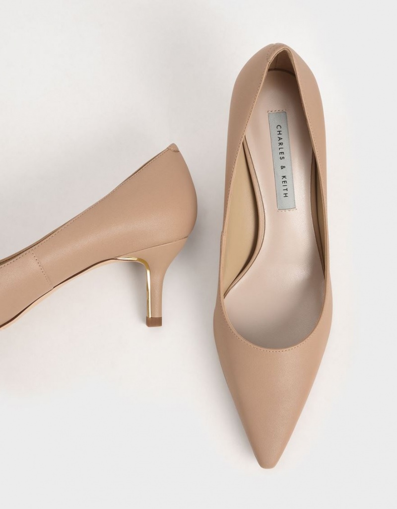 Charles And Keith Pointed Toe Pumps Brown | PHILIPPINES U304