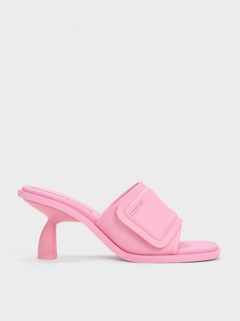 Charles And Keith Puffy Sculptural Heel Mules Pink | PHILIPPINES Z873