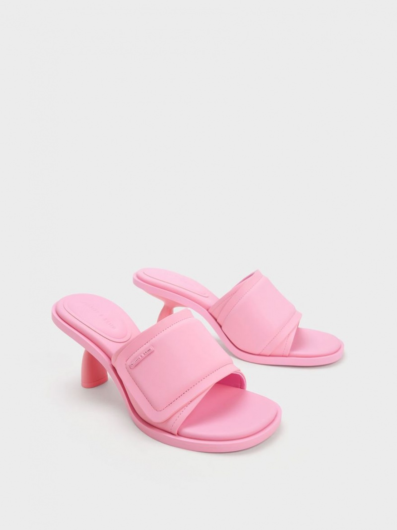 Charles And Keith Puffy Sculptural Heel Mules Pink | PHILIPPINES Z873