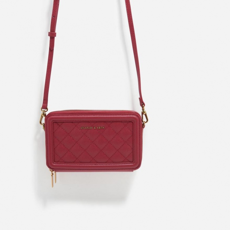 Charles And Keith Quilted Boxy Long Wallets Red | PHILIPPINES C673