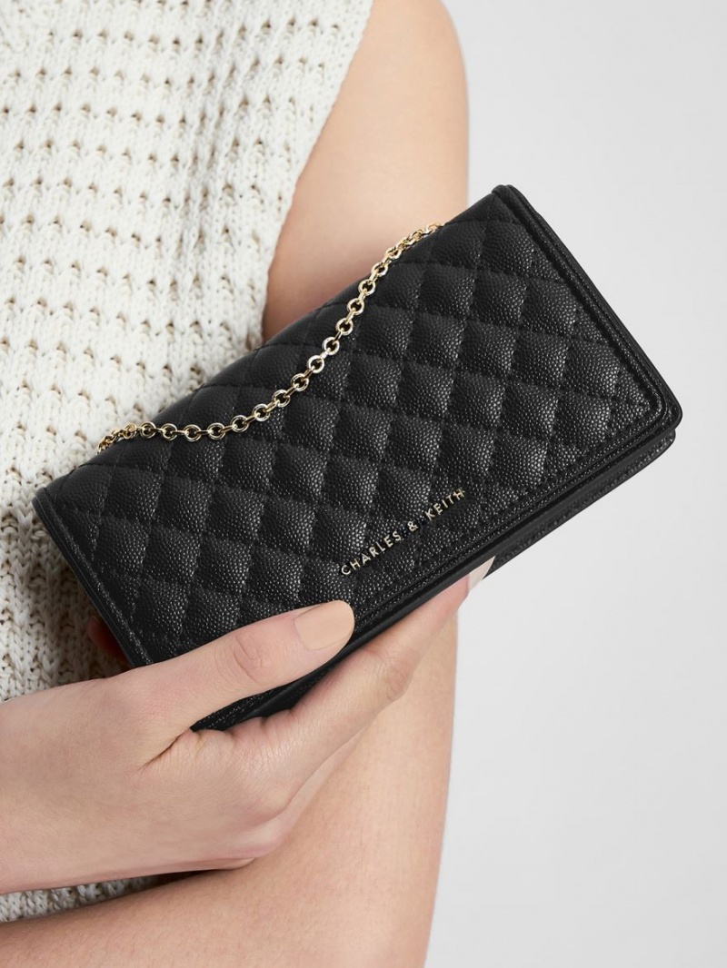 Charles And Keith Quilted Pouches Black | PHILIPPINES E254