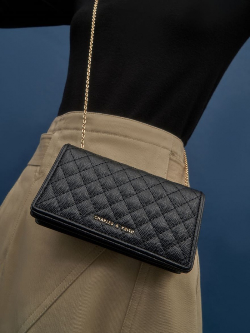 Charles And Keith Quilted Pouches Black | PHILIPPINES E254