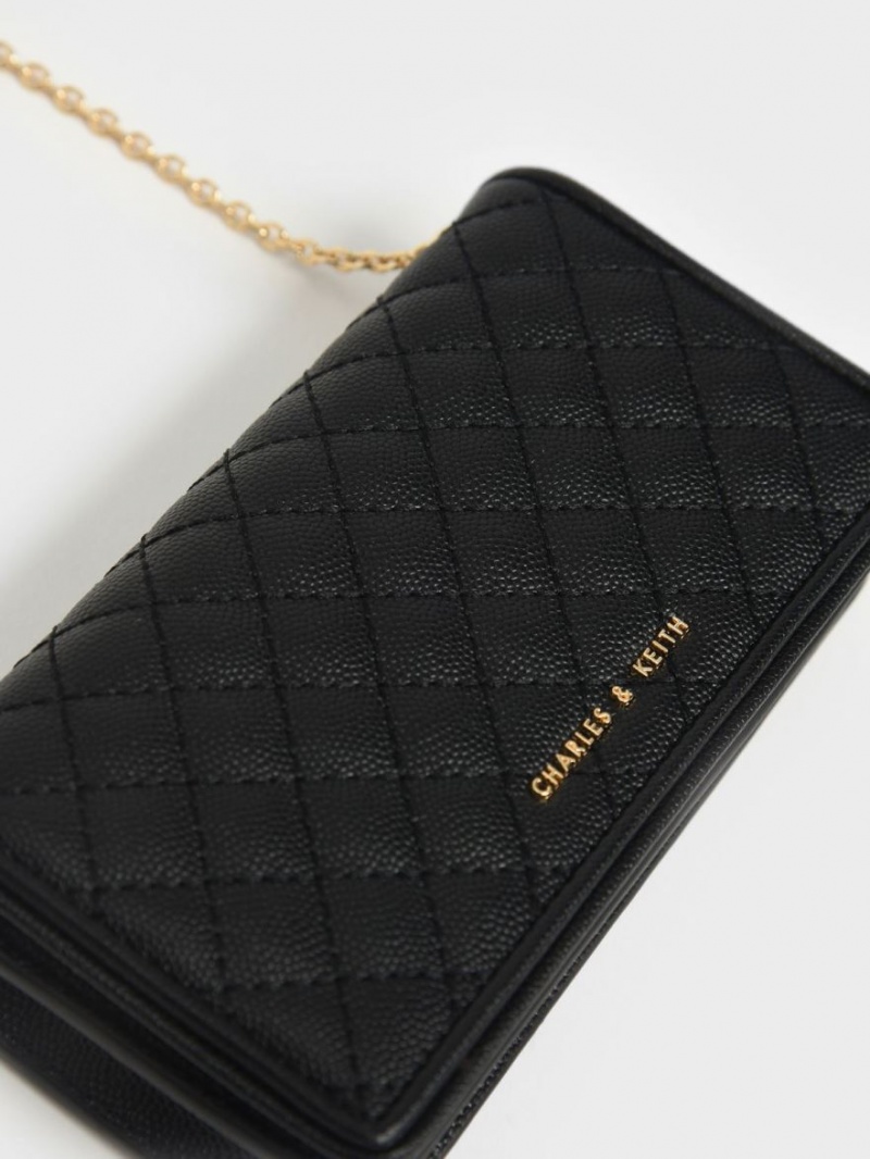 Charles And Keith Quilted Pouches Black | PHILIPPINES E254