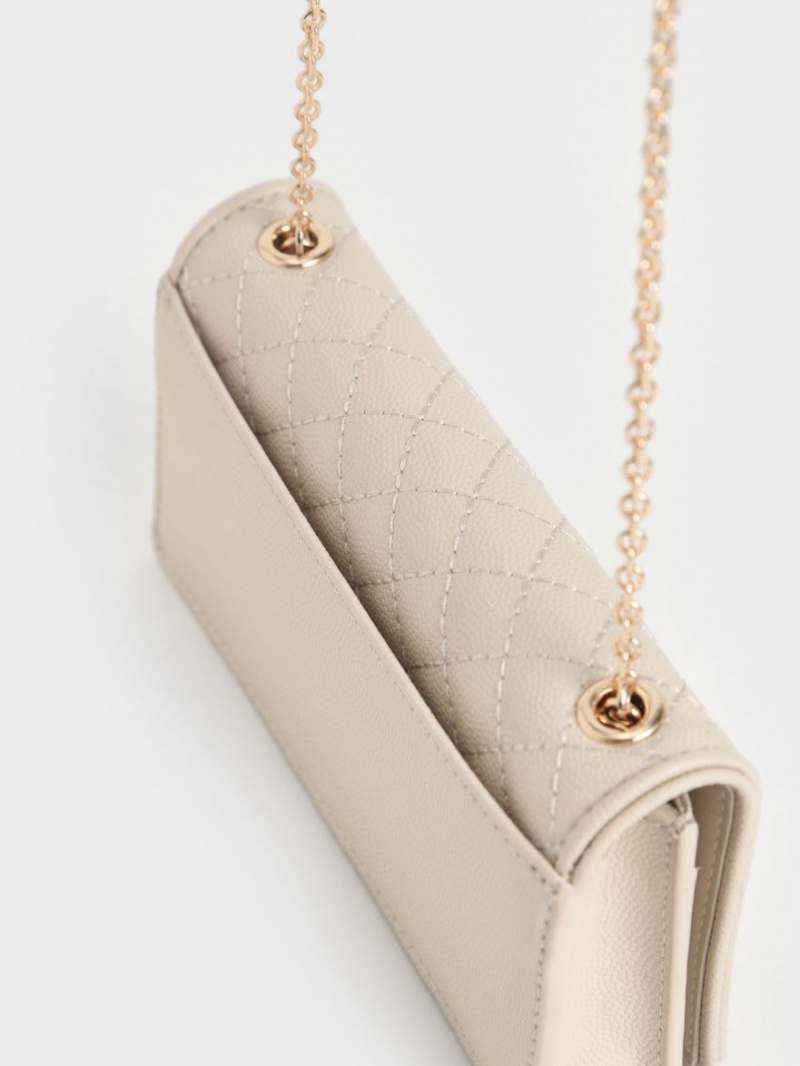 Charles And Keith Quilted Pouches Cream | PHILIPPINES Z980