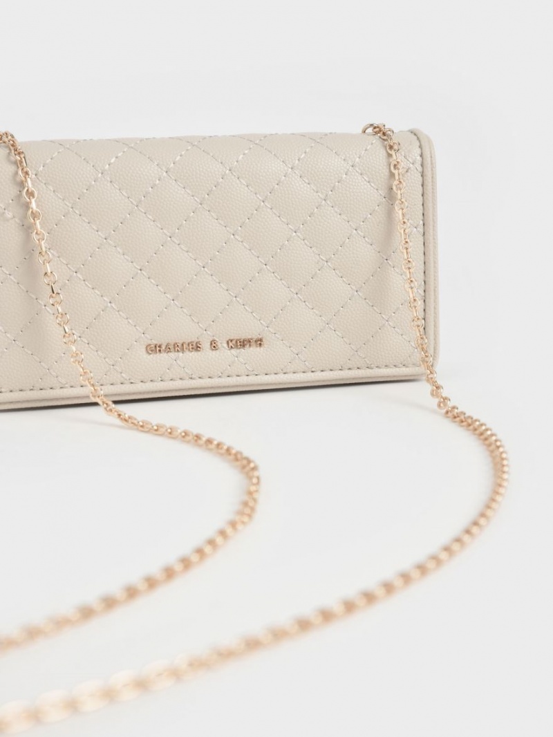 Charles And Keith Quilted Pouches Cream | PHILIPPINES Z980