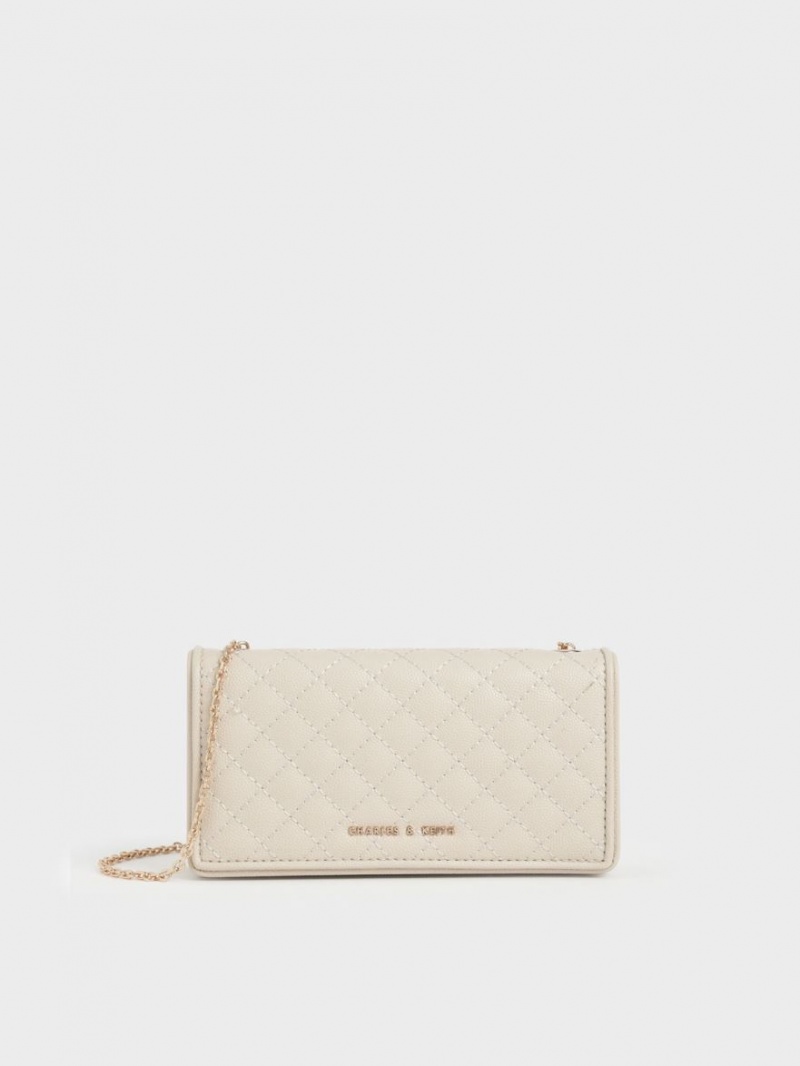 Charles And Keith Quilted Pouches Cream | PHILIPPINES Z980