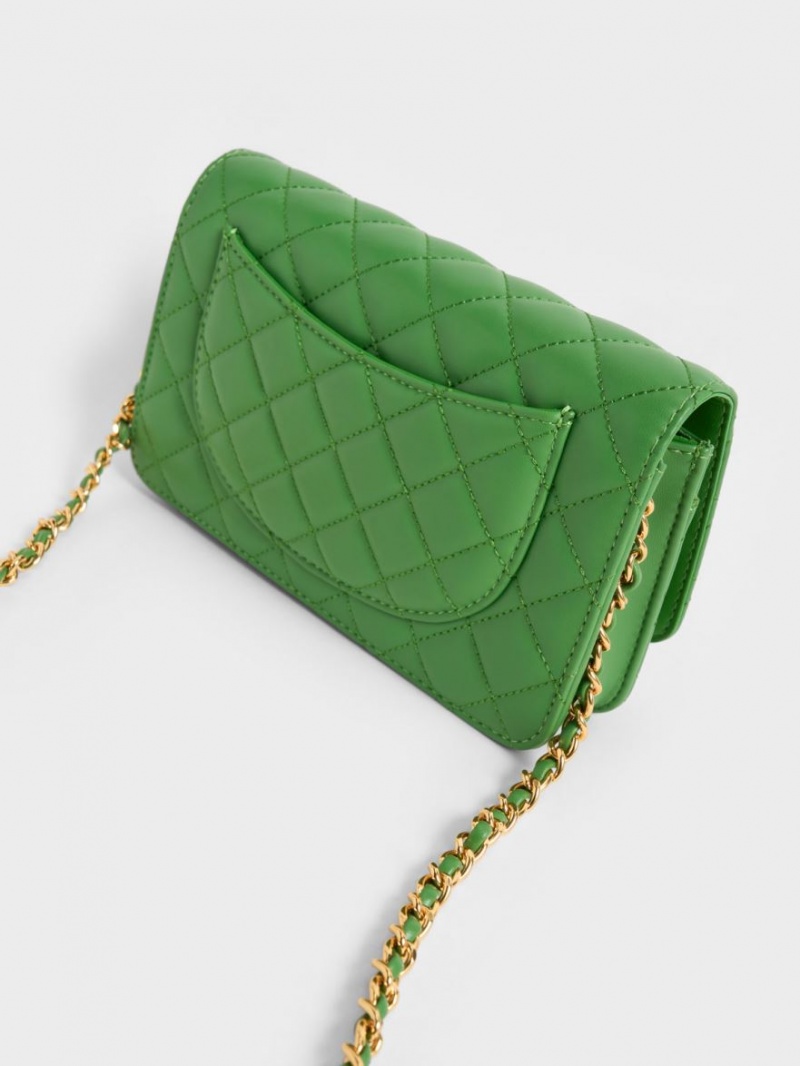 Charles And Keith Quilted Push-Lock Clutch Bag Green | PHILIPPINES F846