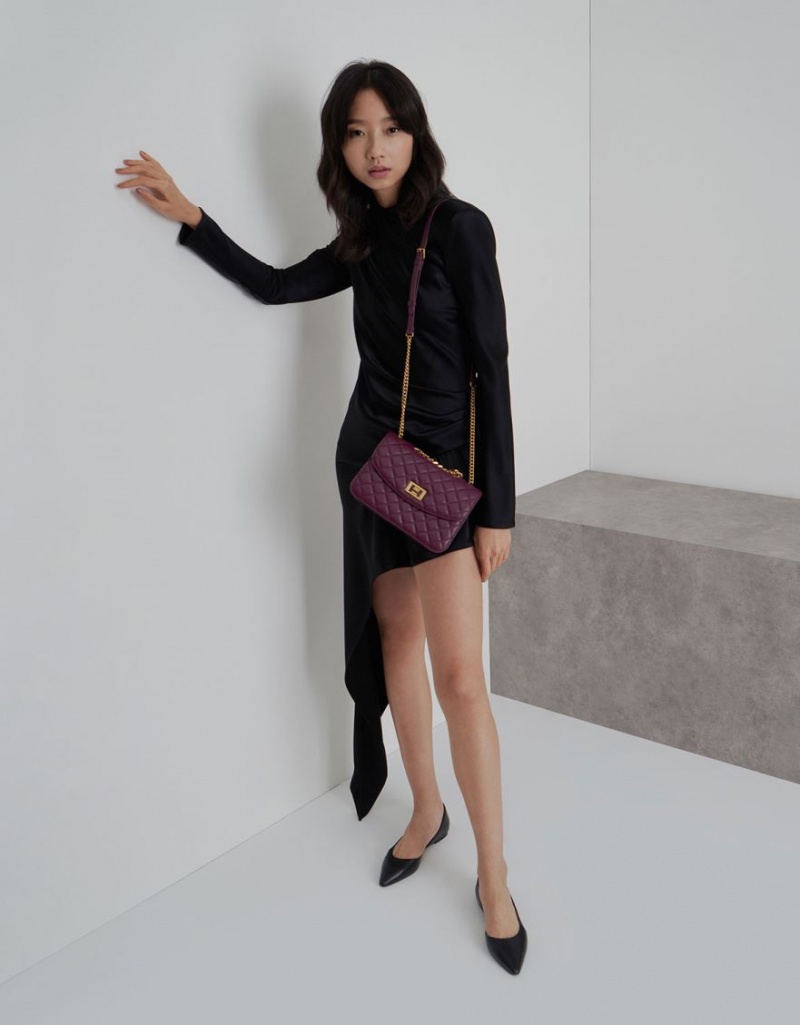 Charles And Keith Quilted Turn-Lock Clutch Bag Purple | PHILIPPINES P308