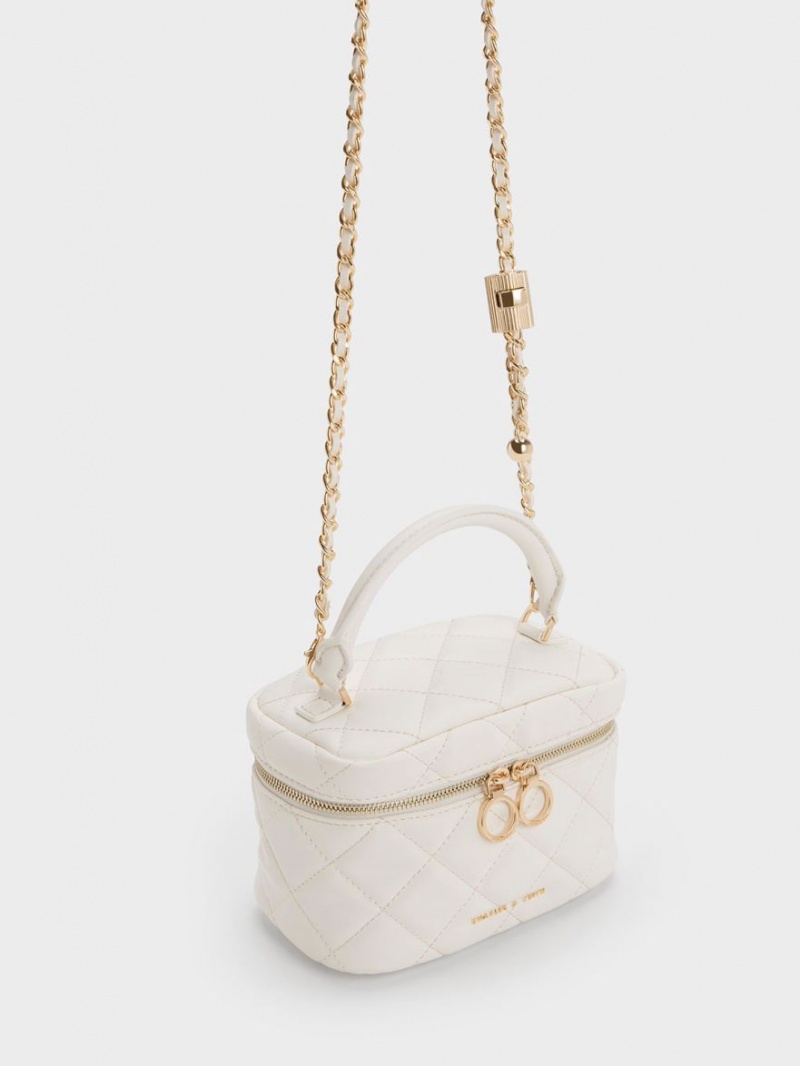 Charles And Keith Quilted Two-Way Zip Mini Bag White | PHILIPPINES F912