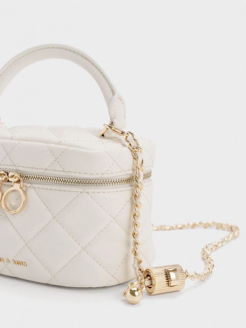 Charles And Keith Quilted Two-Way Zip Mini Bag White | PHILIPPINES F912