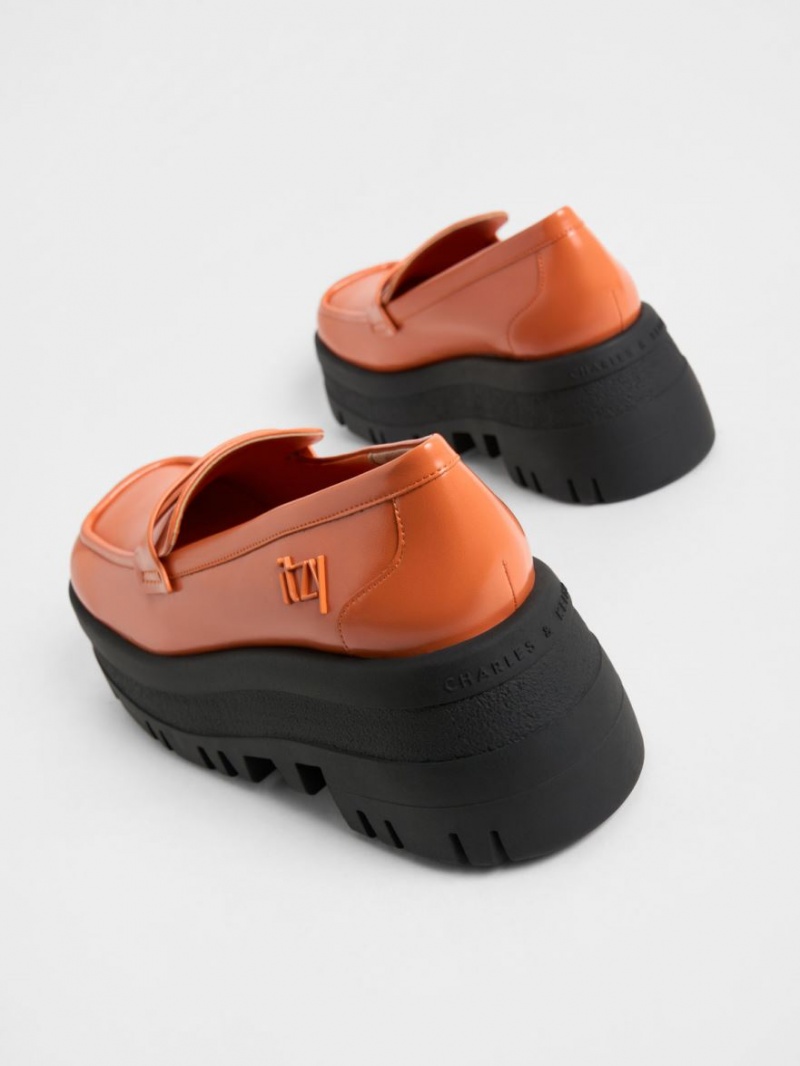 Charles And Keith Rainier Chunky Platform Penny Loafers Orange | PHILIPPINES X961