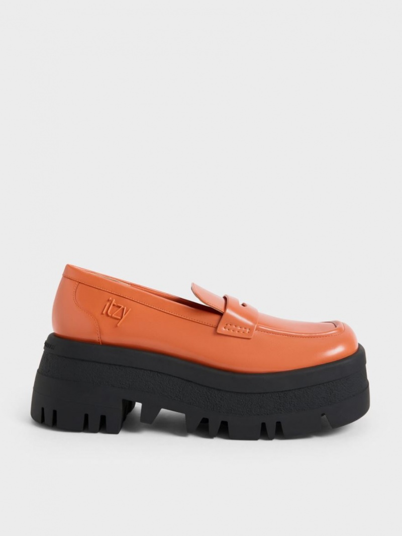 Charles And Keith Rainier Chunky Platform Penny Loafers Orange | PHILIPPINES X961