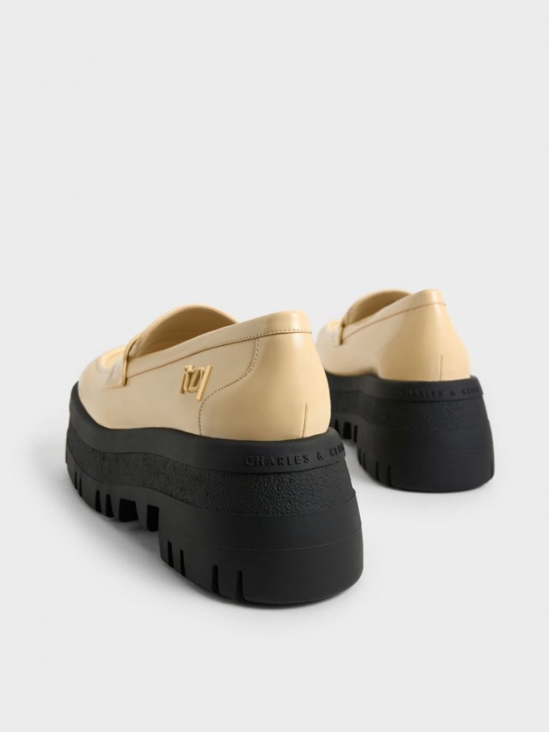 Charles And Keith Rainier Chunky Platform Penny Loafers Yellow | PHILIPPINES P035