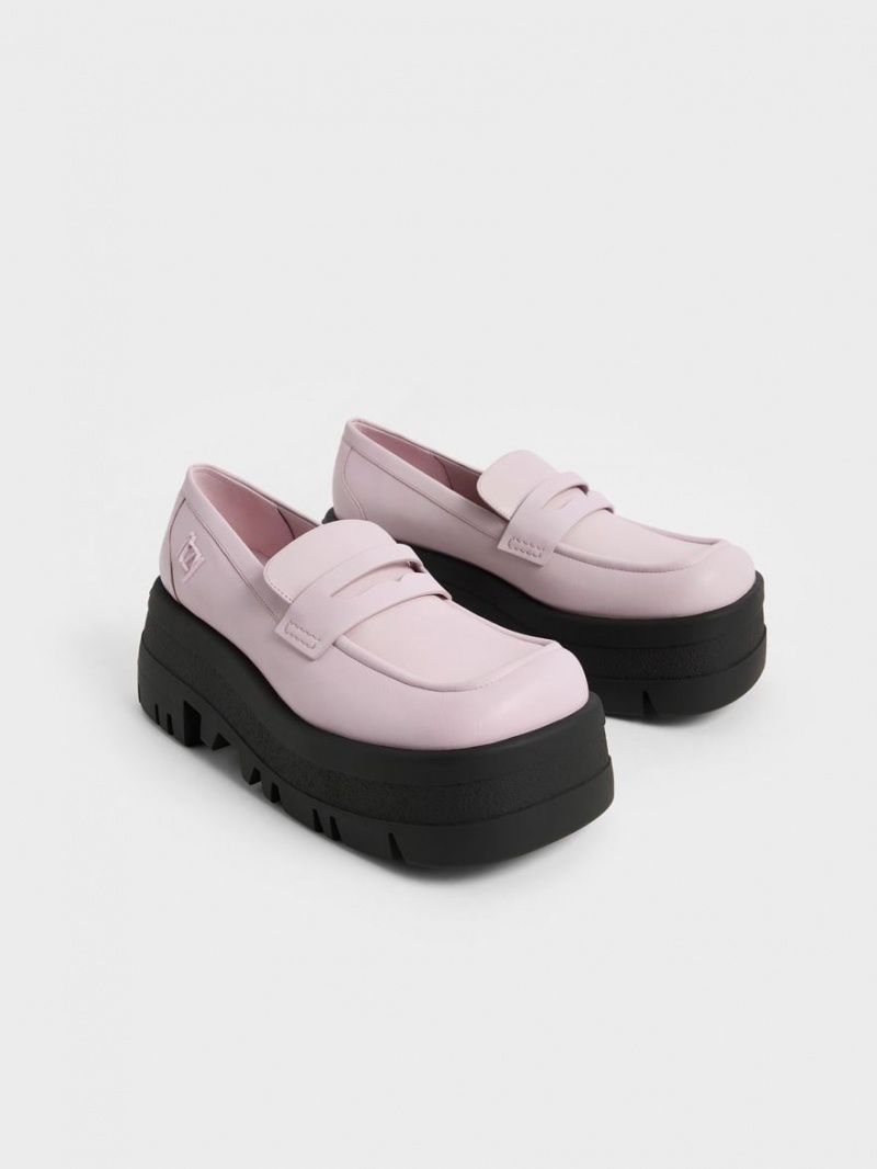 Charles And Keith Rainier Chunky Platform Penny Loafers Purple | PHILIPPINES V495