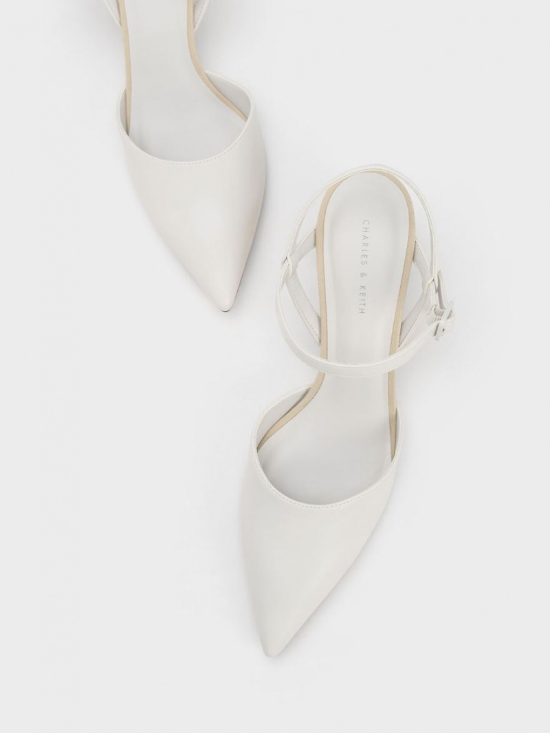 Charles And Keith Rattan Block Heel Pumps White | PHILIPPINES T529