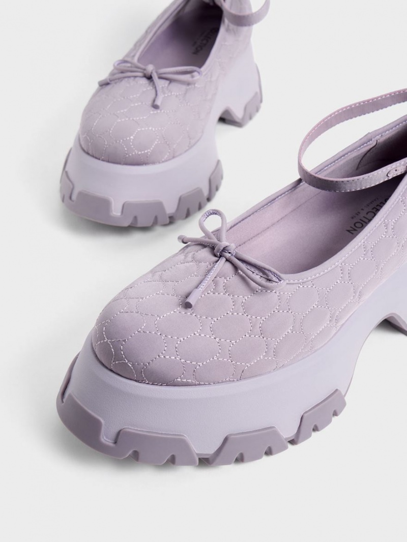 Charles And Keith Recycled Polyester Bow Ballet Flats Purple | PHILIPPINES Q914