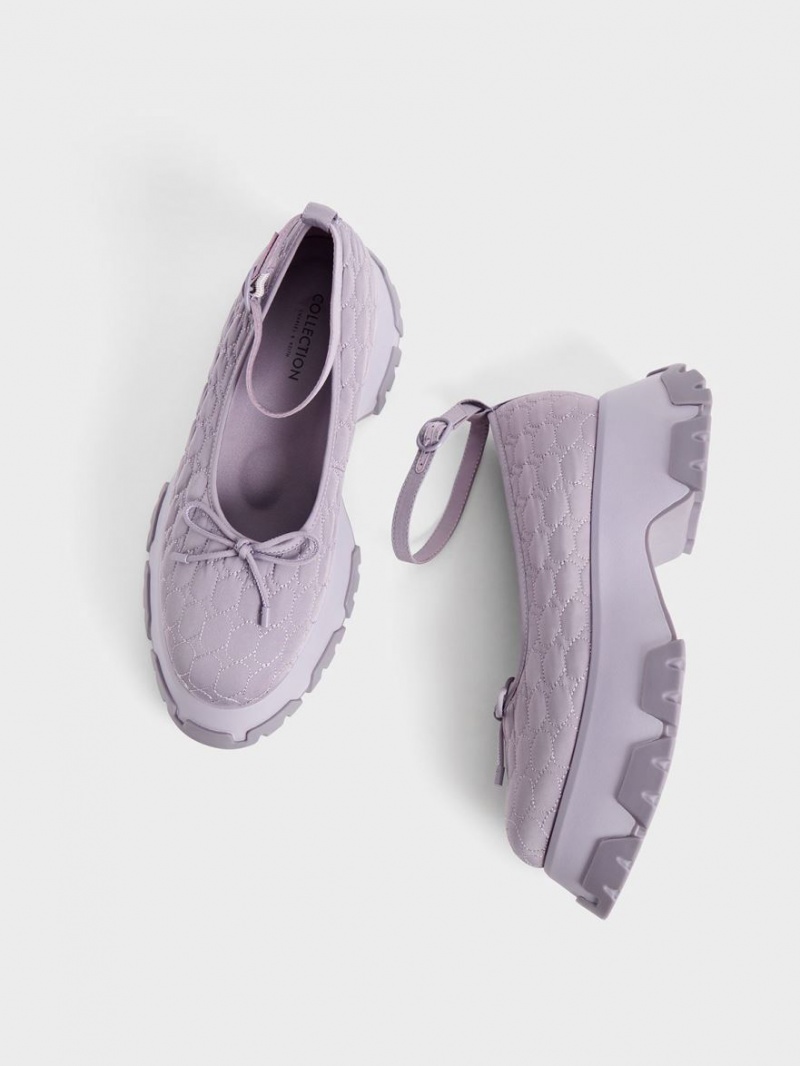 Charles And Keith Recycled Polyester Bow Ballet Flats Purple | PHILIPPINES Q914