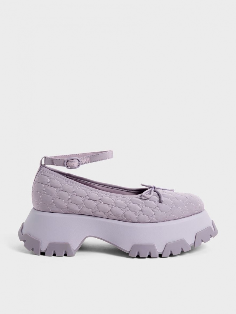 Charles And Keith Recycled Polyester Bow Ballet Flats Purple | PHILIPPINES Q914