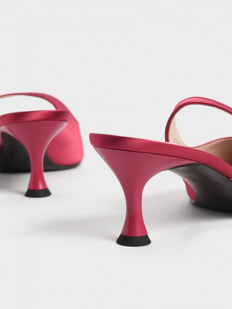 Charles And Keith Recycled Polyester Gem-Strap Slingback Pumps Red | PHILIPPINES Z485