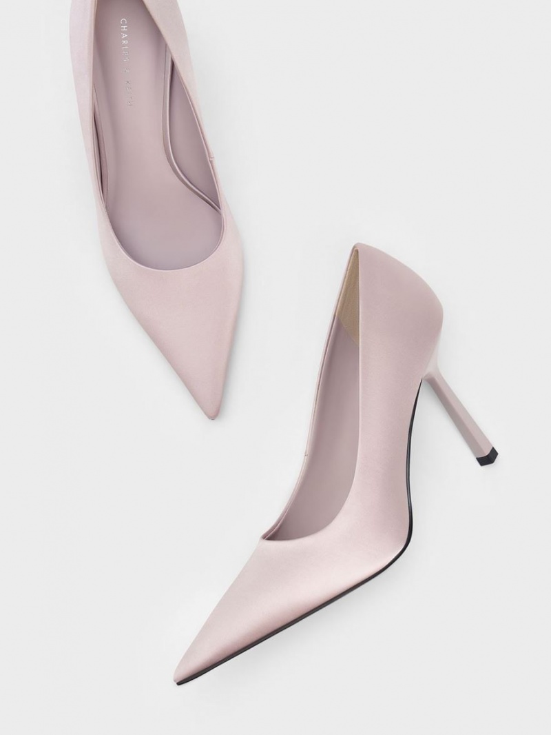 Charles And Keith Recycled Polyester Pointed-Toe Pumps Purple | PHILIPPINES B236