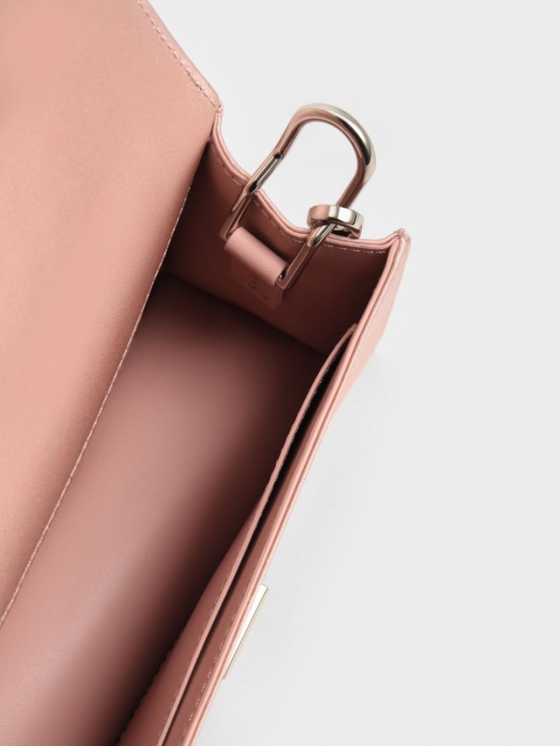 Charles And Keith Recycled Polyester Satin Envelope Shoulder Bags Pink | PHILIPPINES K412