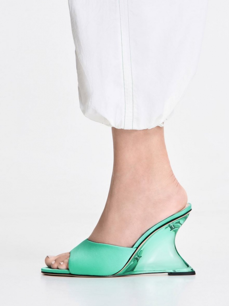 Charles And Keith Recycled Polyester Sculptural Heel Wedges Turquoise | PHILIPPINES K019