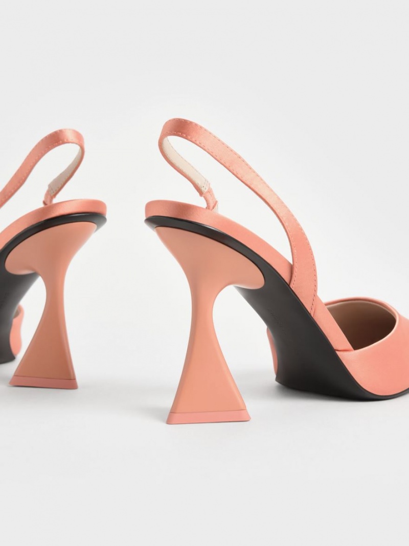 Charles And Keith Recycled Polyester Slingback Pumps Coral | PHILIPPINES R905