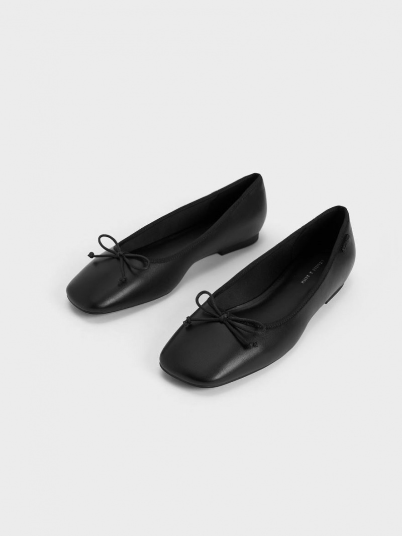 Charles And Keith Rhea Bow Ballet Flats Black | PHILIPPINES K763