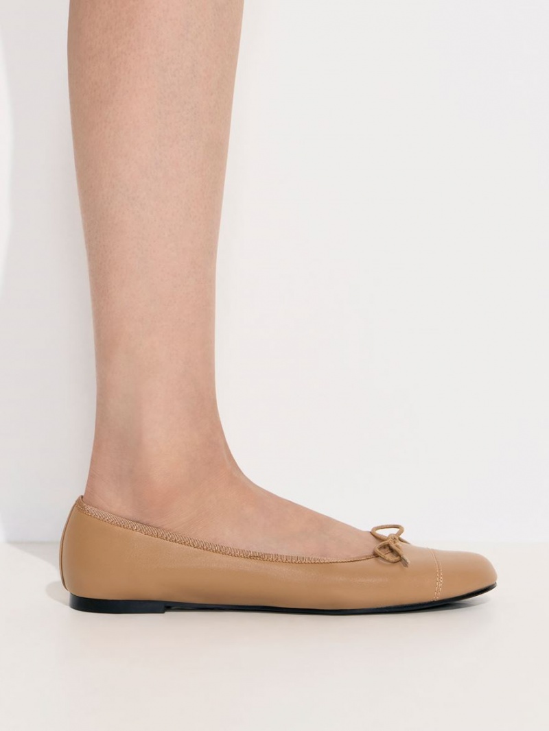 Charles And Keith Rhea Bow Ballet Flats Brown | PHILIPPINES K307