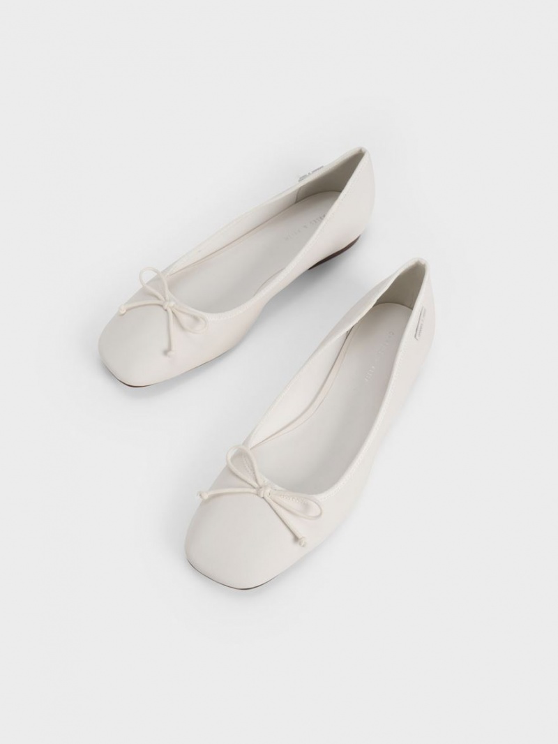 Charles And Keith Rhea Bow Ballet Flats White | PHILIPPINES P851