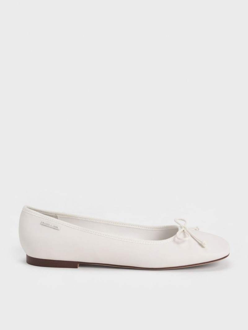 Charles And Keith Rhea Bow Ballet Flats White | PHILIPPINES P851