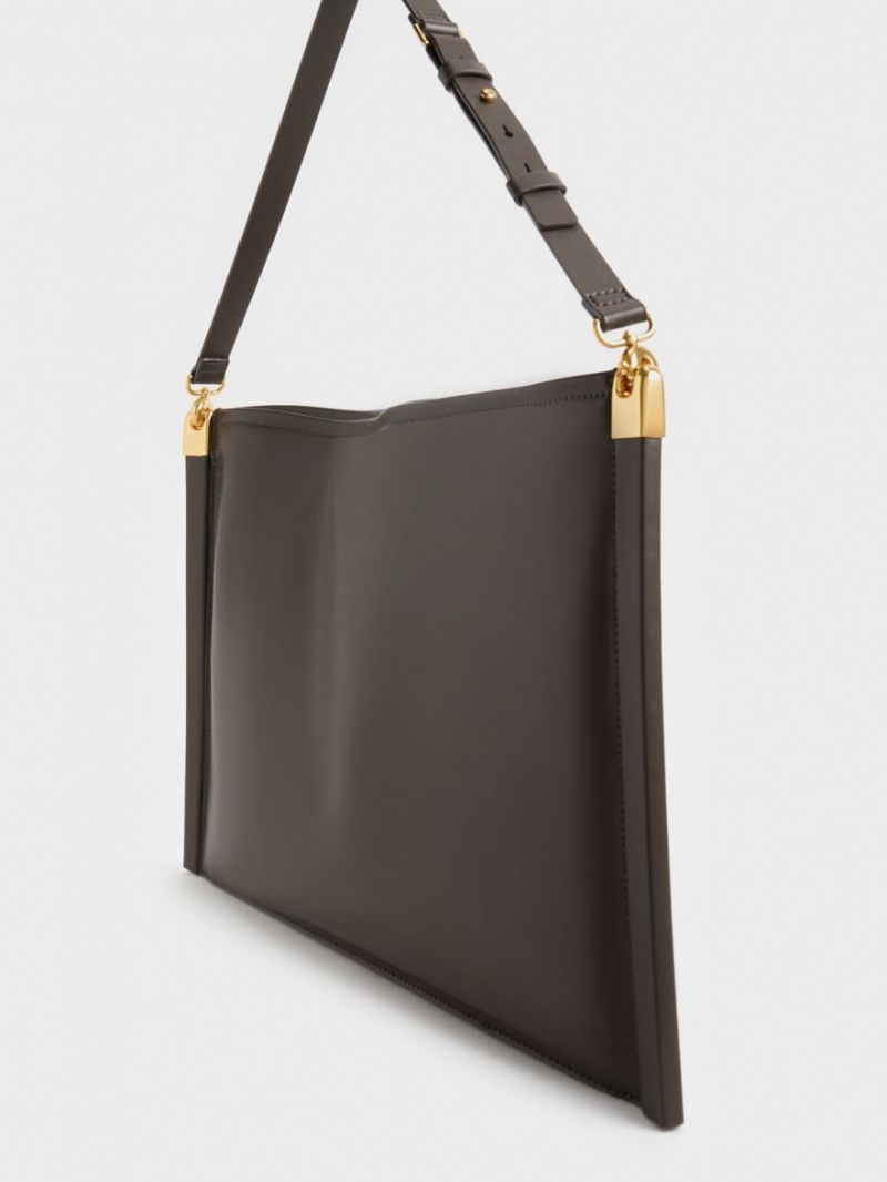 Charles And Keith Ridley Slouchy Tote Bags Black | PHILIPPINES B871