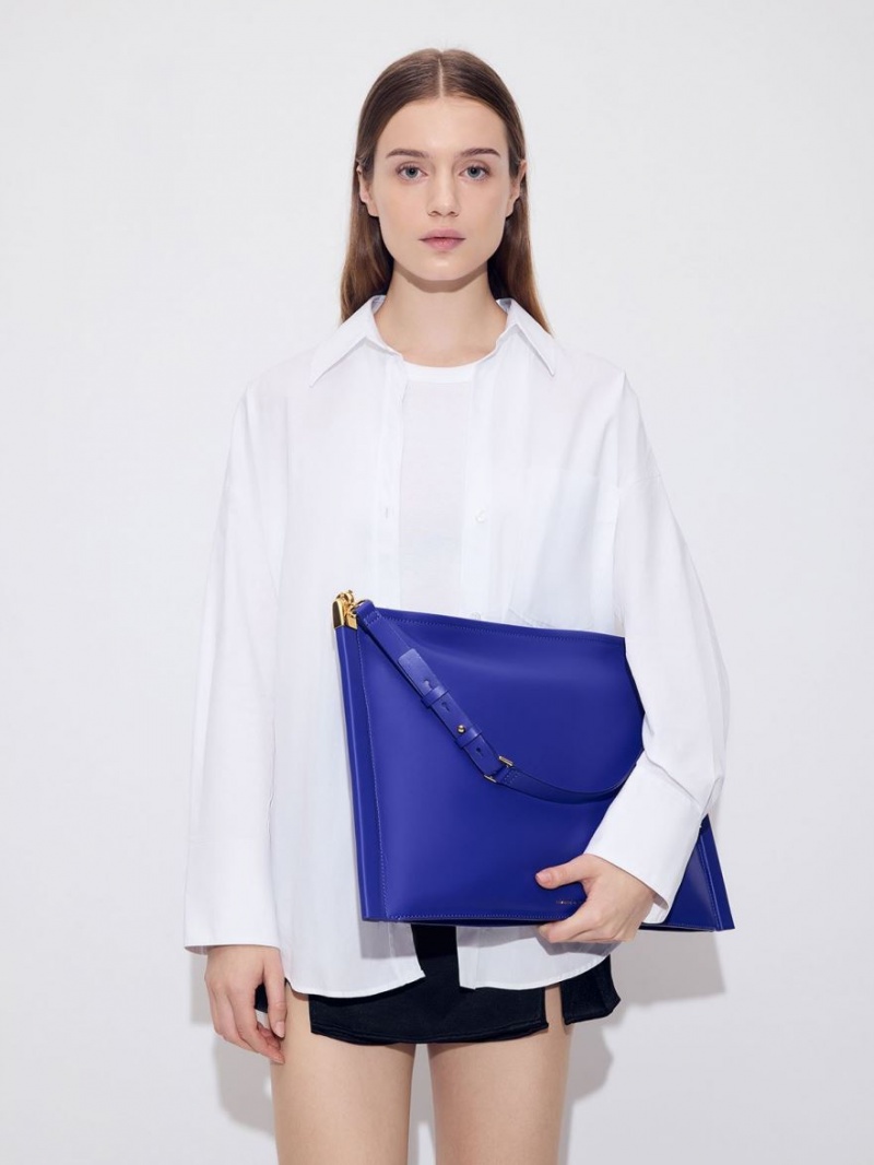 Charles And Keith Ridley Slouchy Tote Bags Blue | PHILIPPINES R235