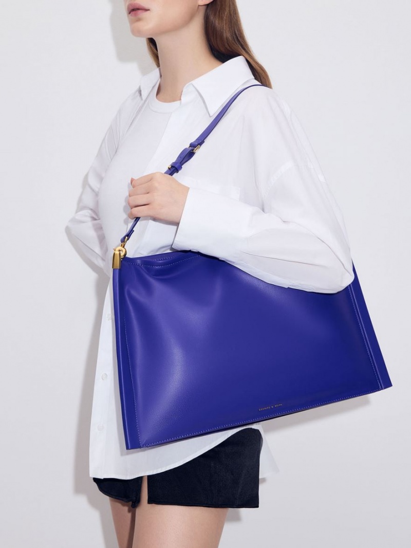 Charles And Keith Ridley Slouchy Tote Bags Blue | PHILIPPINES R235