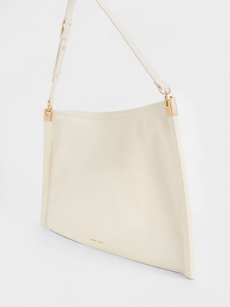 Charles And Keith Ridley Slouchy Tote Bags Cream | PHILIPPINES M164