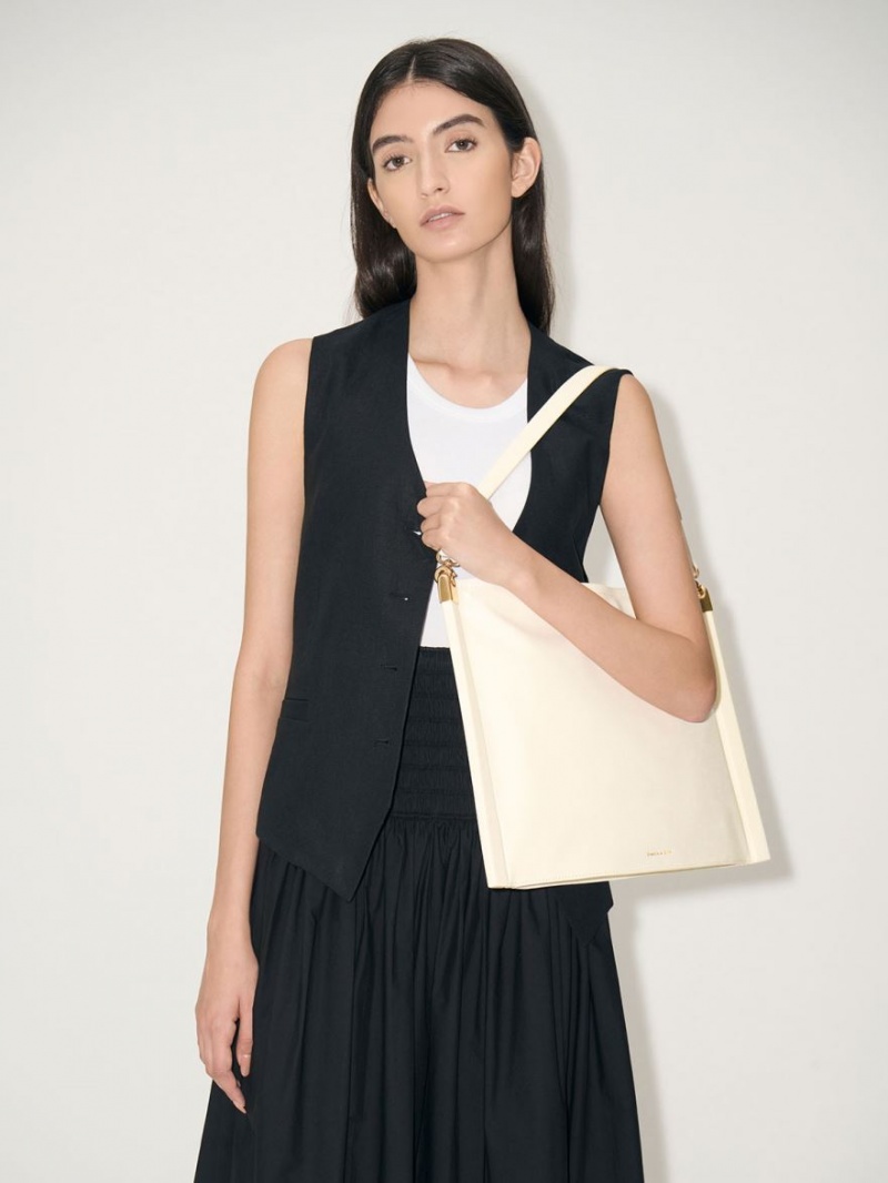 Charles And Keith Ridley Slouchy Tote Bags Cream | PHILIPPINES M164